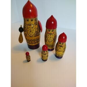 Vintage & Rare Soviet Warrior Nesting Dolls-5 Piece HandPainted, Excellent
